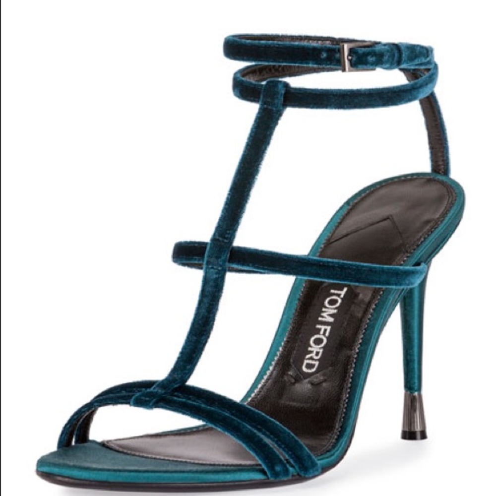 Tom Ford Pacific Blue 4.5" Velvet Sandals